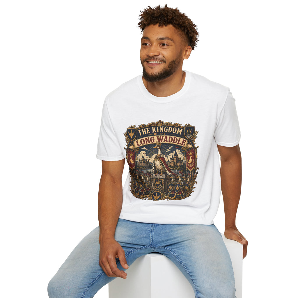 The Kingdom of the Long Waddle T-Shirt — Indian Runner Duck Crest Tee