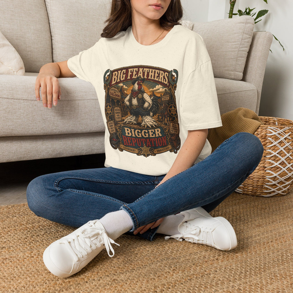 Big Feathers, Bigger Reputation Brahma T-Shirt — Bold Rooster Graphic Tee