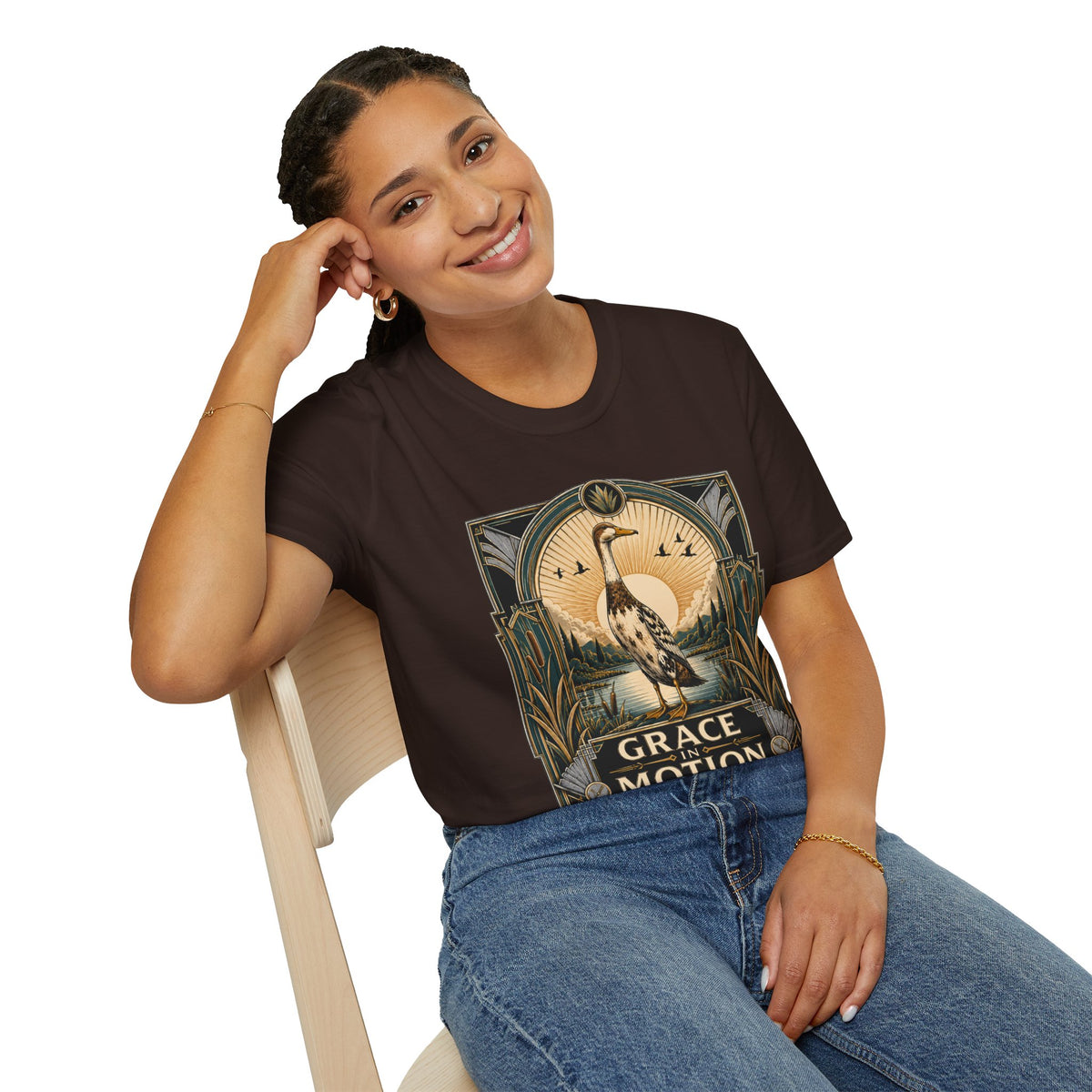 Grace in Motion Indian Runner T-Shirt — Elegant Duck Portrait Tee