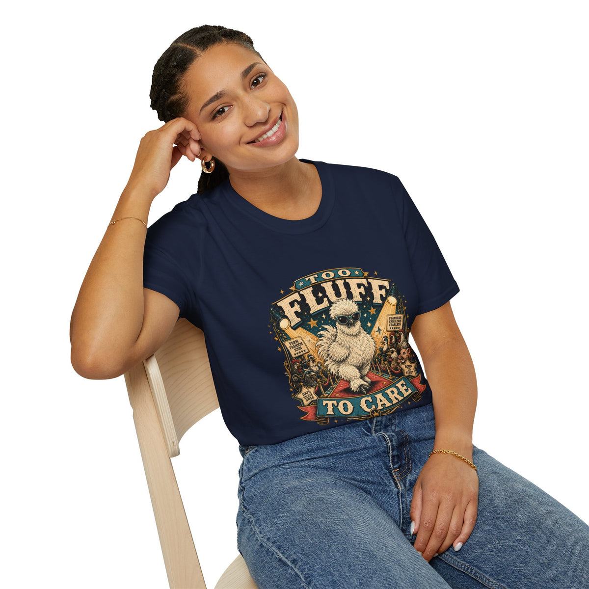 Too Fluff Silkie Chicken T-Shirt — Farm Fashion Icon Showbiz Tee