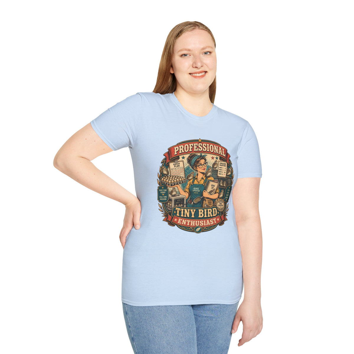 Tiny Bird Enthusiast Badge T-Shirt — Quail Keeper Vintage Graphic Tee