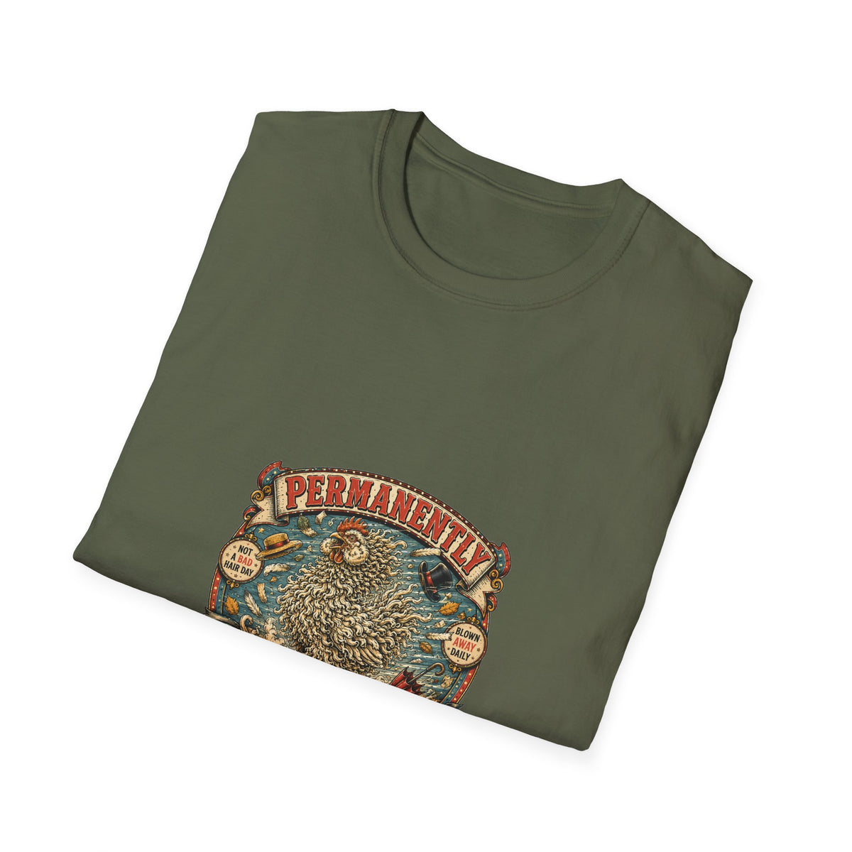 Permanently Windswept Frizzle T-Shirt — Curly Feather Novelty Tee