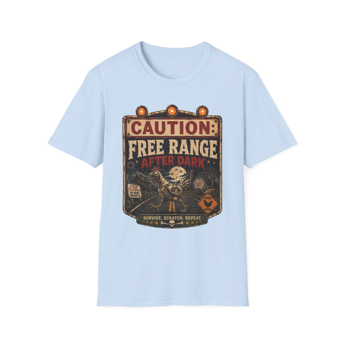 Zombie Chicken Crossing at Night T-shirt, photo 8