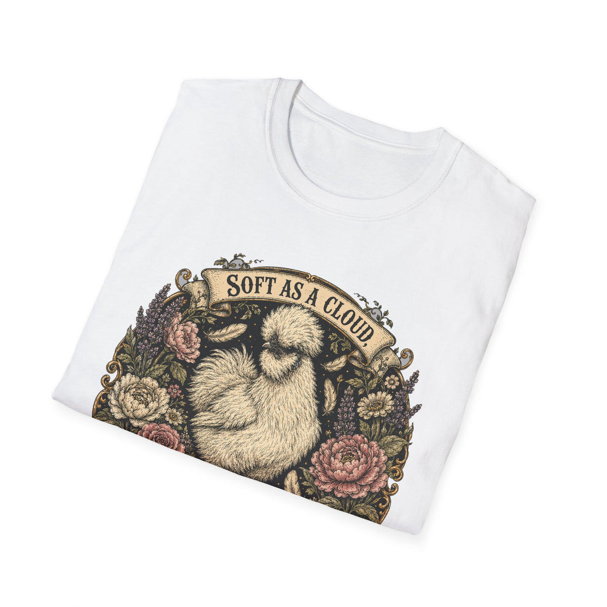 Soft as a Cloud Silkie T-Shirt — Floral Wreath Hen Tee
