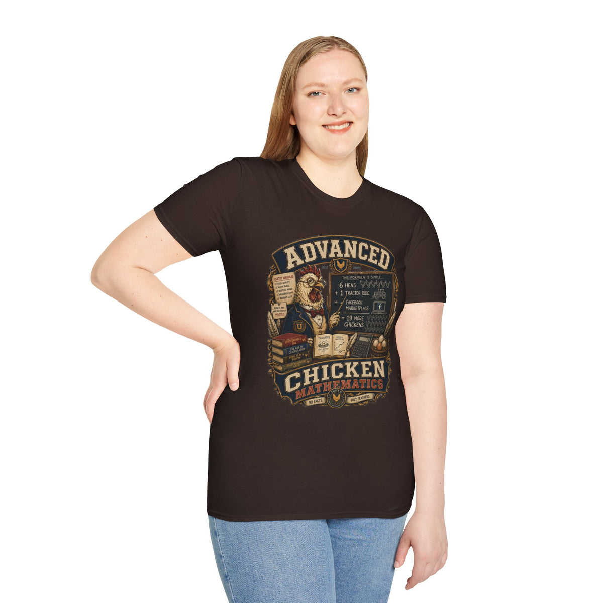 Advanced Chicken Mathematics T-Shirt — 19 More Chickens Formula Tee