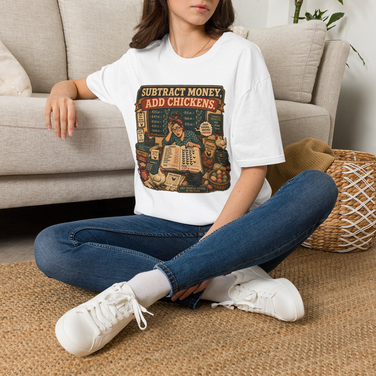 Subtract Money Add Chickens T-Shirt — Chicken Math Budget Tee