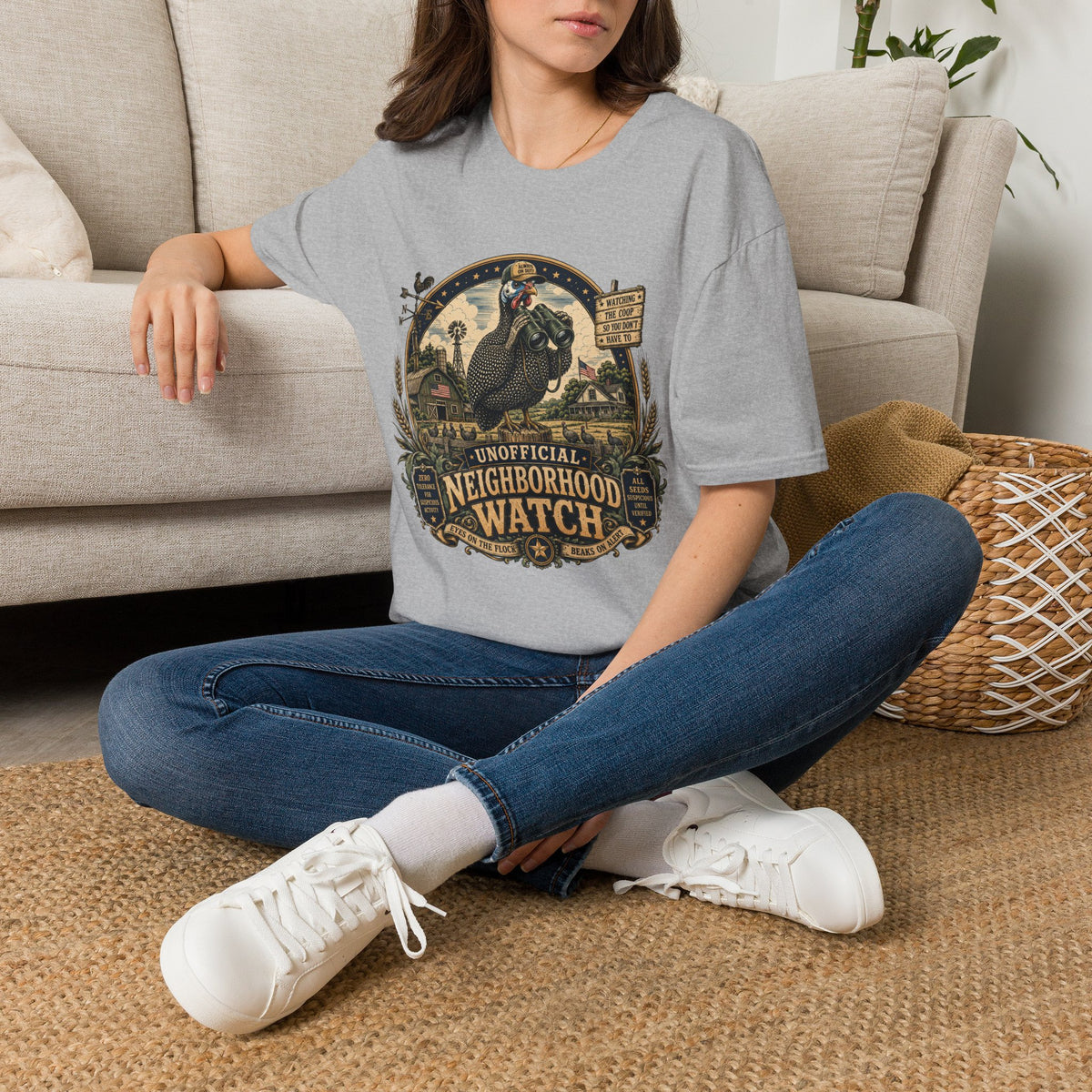 Guinea Fowl Neighborhood Watch T-Shirt — Watching The Coop So You Don't Have To Tee