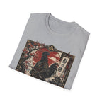 Shadow Samurai Ayam Cemani T-Shirt — Sunset Blossom Warrior Rooster Tee