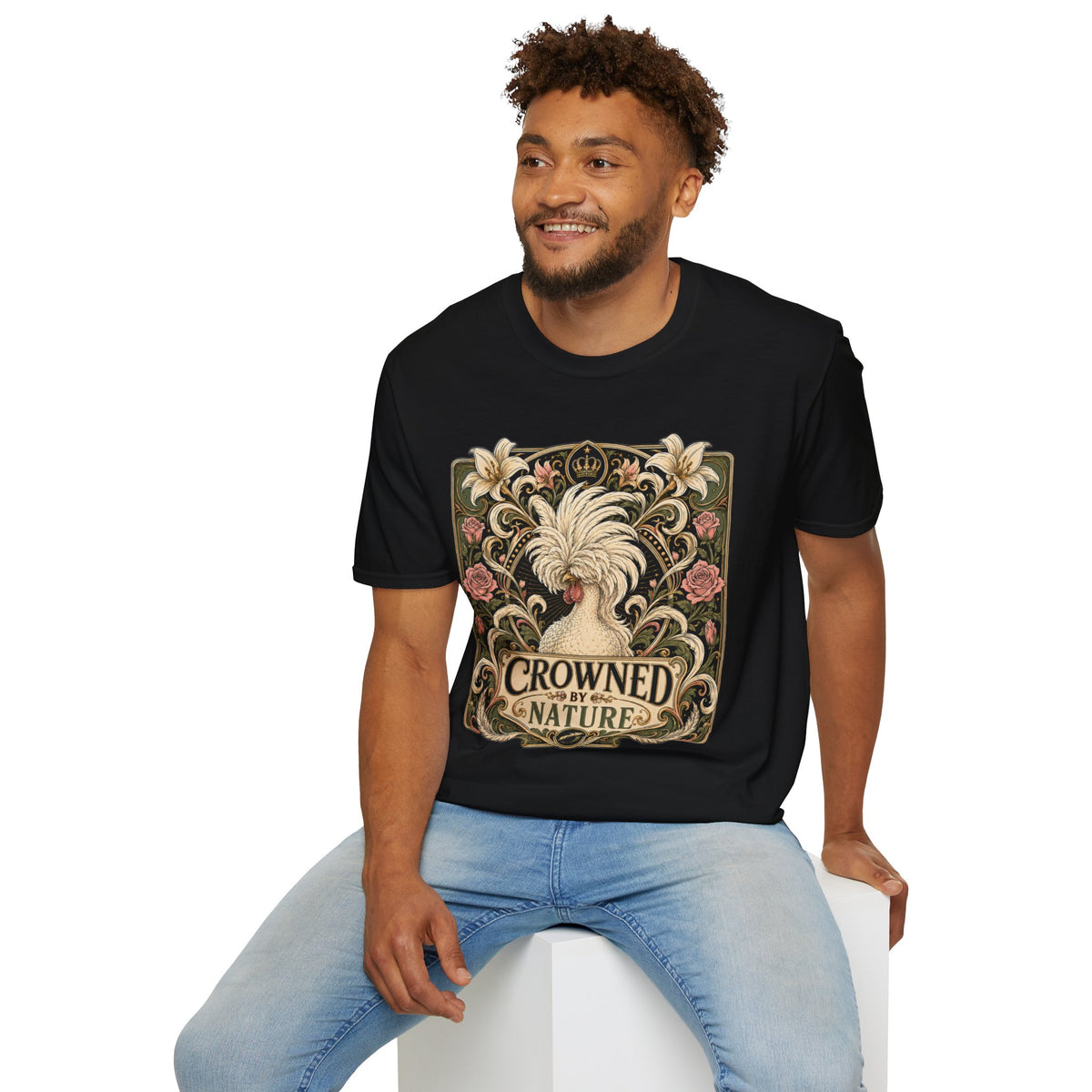 Crowned by Nature Polish Chicken T-Shirt — Vintage Botanical Hen Tee