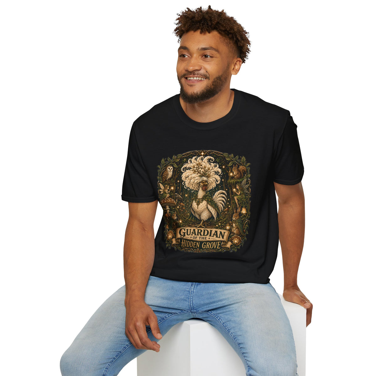 Guardian of the Hidden Grove Polish Chicken T-Shirt — Enchanted Forest Flock Tee