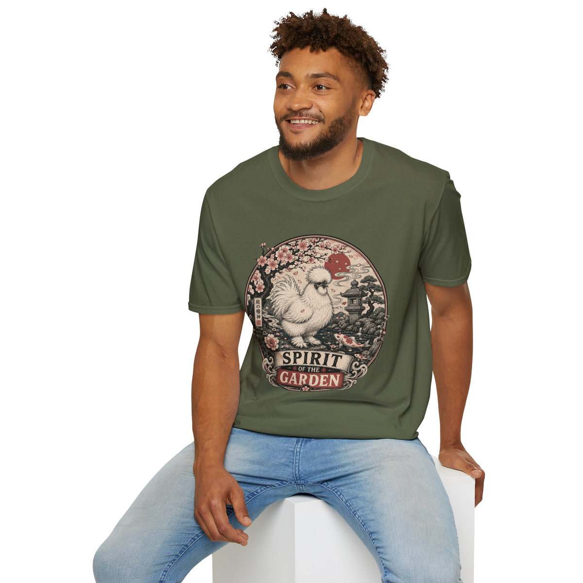 Blossom Garden Silkie T-Shirt — Japanese Woodblock Hen Tee
