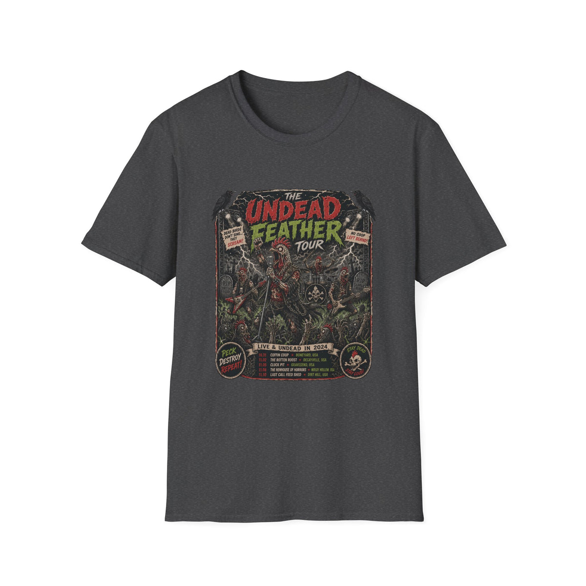 Undead Feather Tour Zombie Chicken T-shirt, photo 7