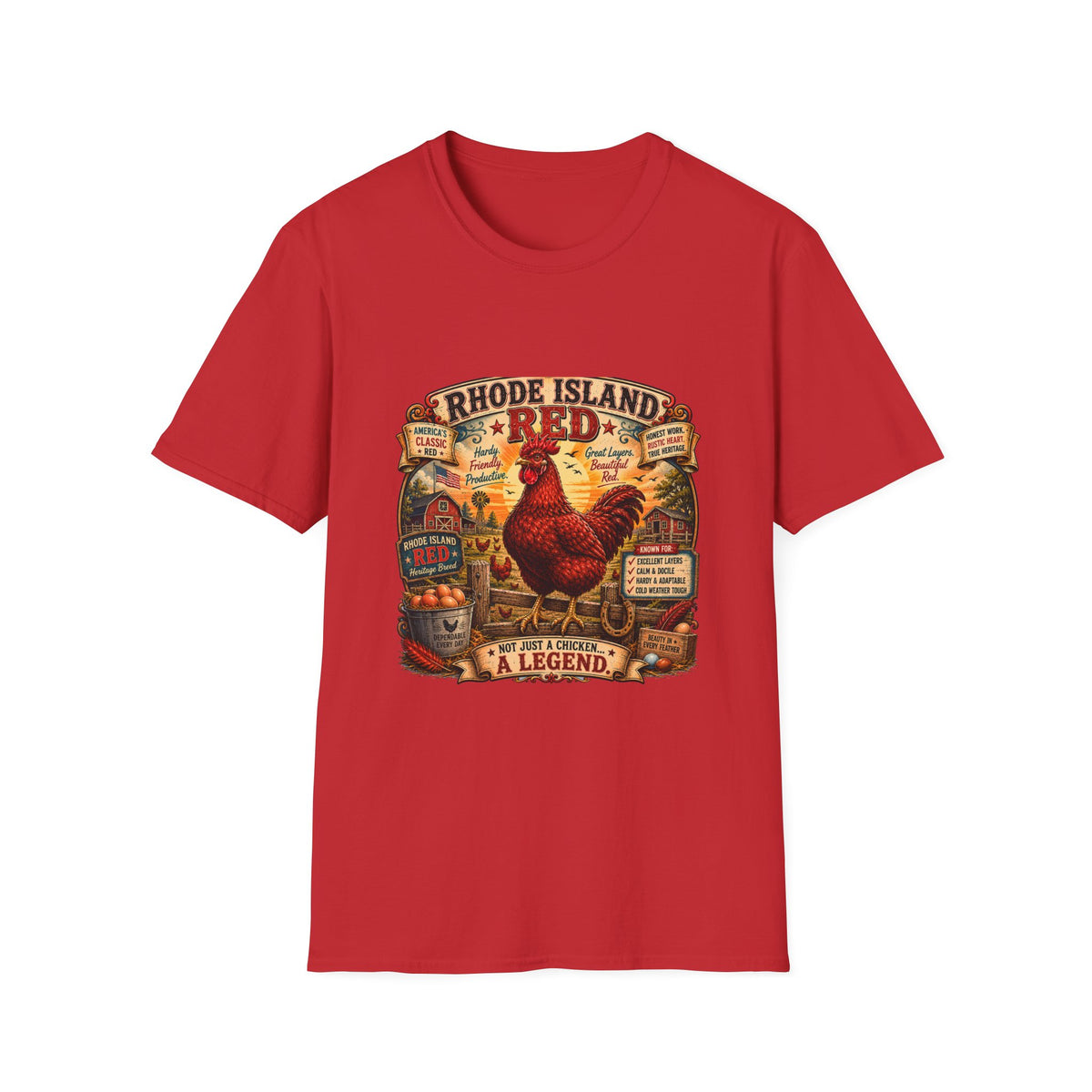 America's Classic Red T-Shirt — Vintage Rhode Island Red Label Tee