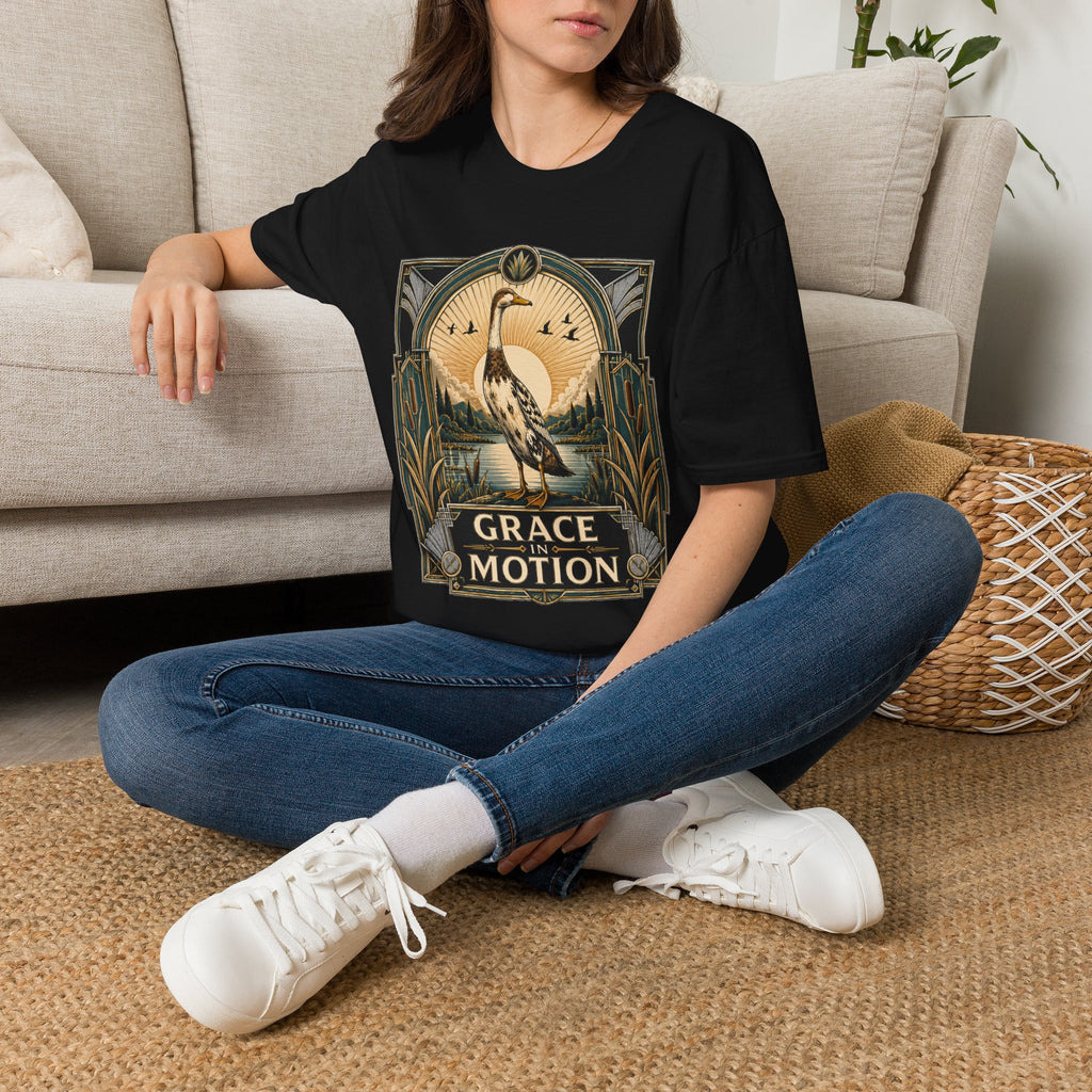 Grace in Motion Indian Runner T-Shirt — Elegant Duck Portrait Tee