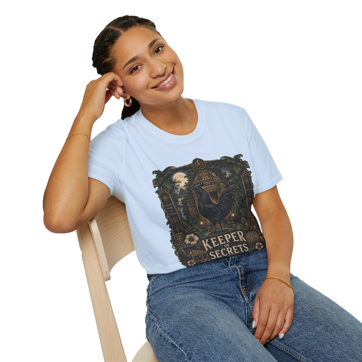 Keeper of Secrets Ayam Cemani T-Shirt — Jungle Temple Rooster Graphic Tee