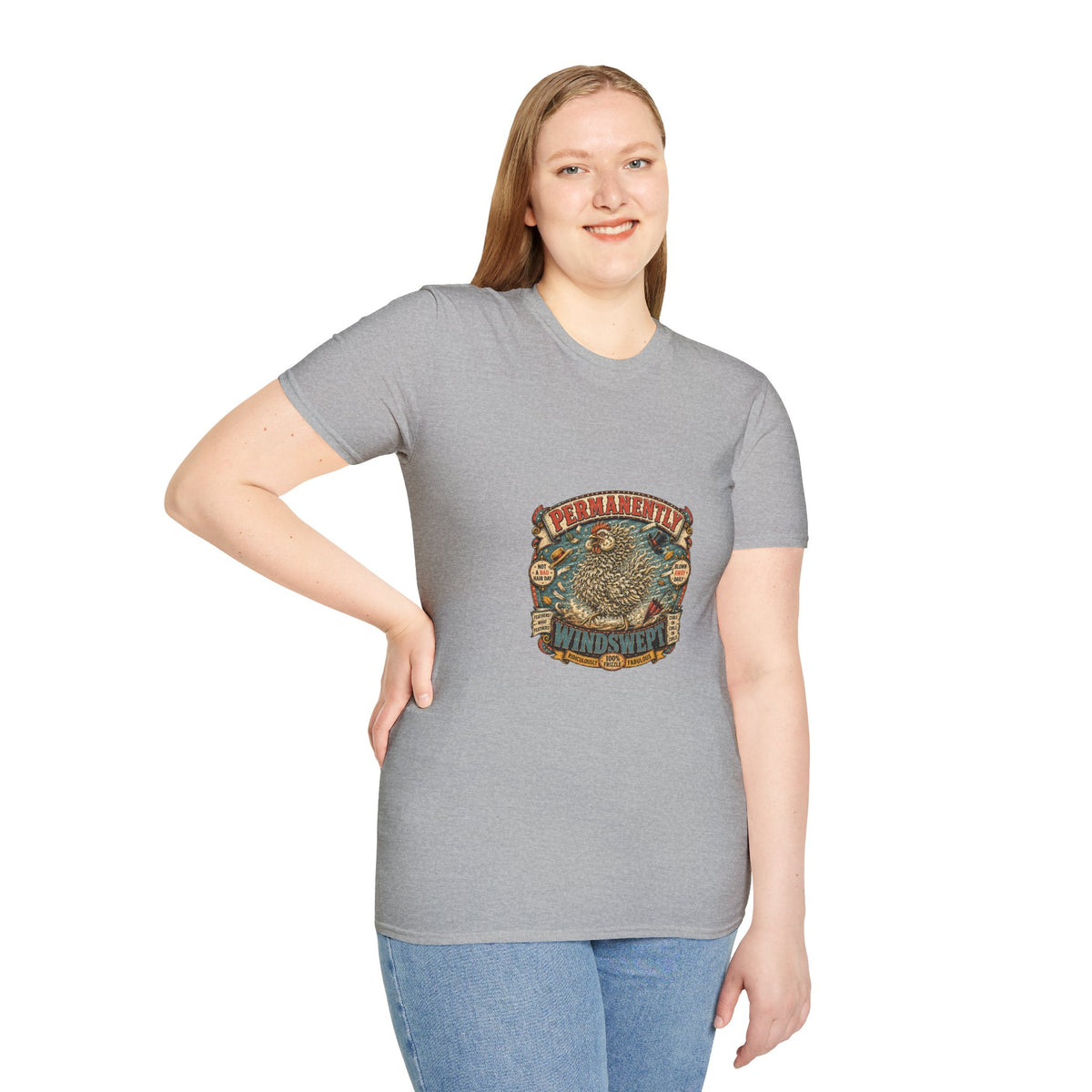 Permanently Windswept Frizzle T-Shirt — Curly Feather Novelty Tee