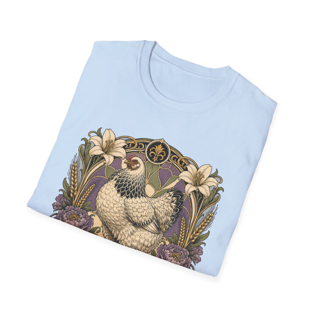Strength in Grace Brahma Hen T-Shirt — Botanical Rooster Art Tee