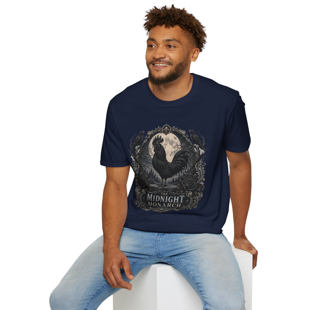 The Midnight Monarch Ayam Cemani T-Shirt — Moonlit Rooster Graphic Tee